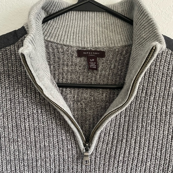 Men’s Refectory London Pull Over Gray Quarter Zip Up Sweater, Size Small - Picture 2 of 9